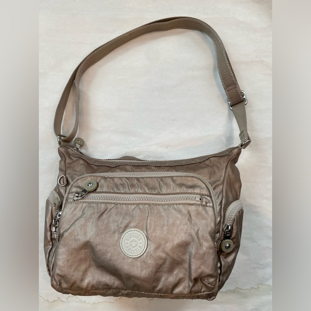 Kipling Metallic Taupe Medium size Crossbody Handbag Purse